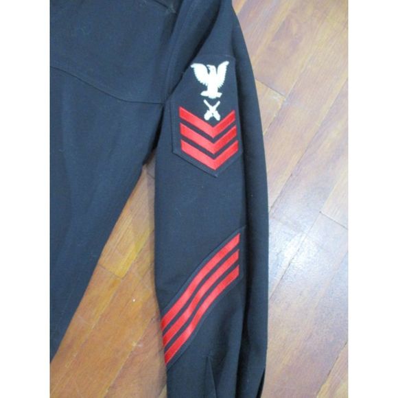 Vintage Authentic Dress Blue Military Shirt Zipper side Cosplay - Picture 3 of 10